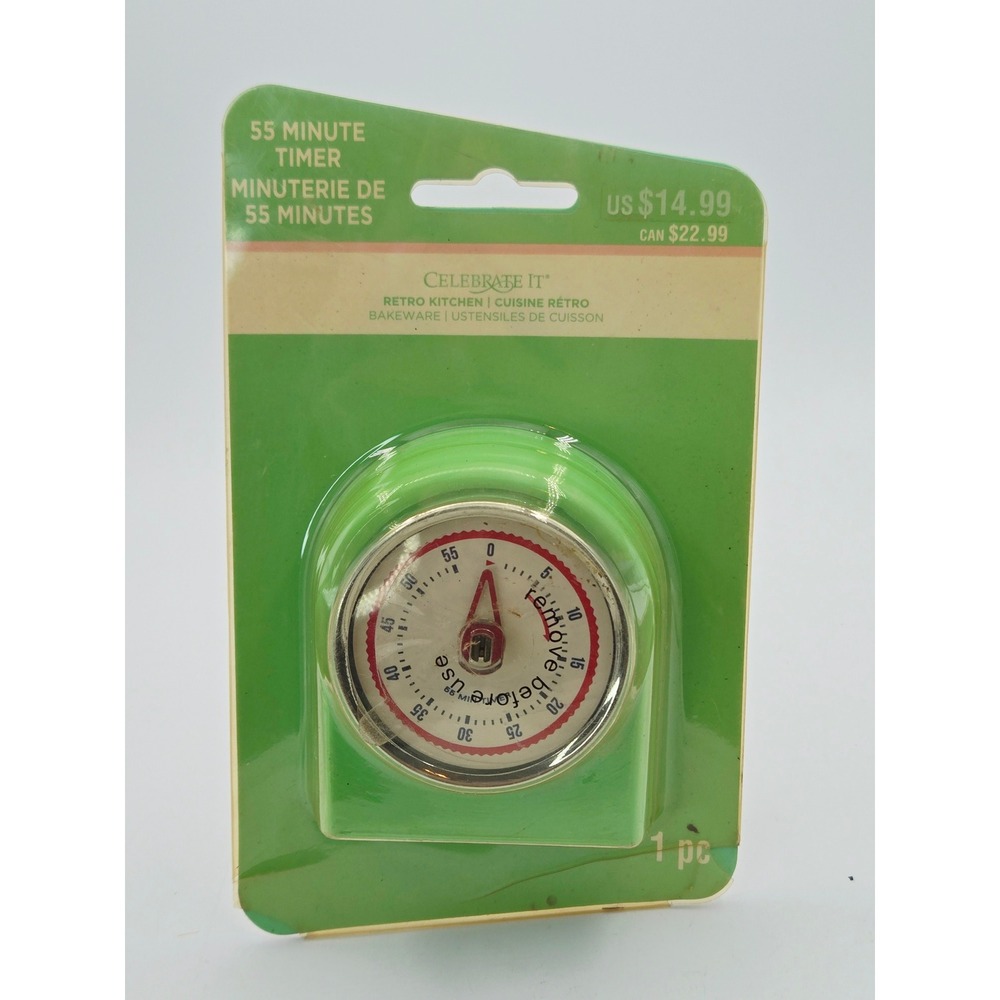 Celebrate It Retro Kitchen 55 Minute Timer Green Magnetic Stand 497805 Vintage
